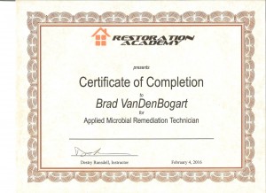 Mold Remediation Certificate.